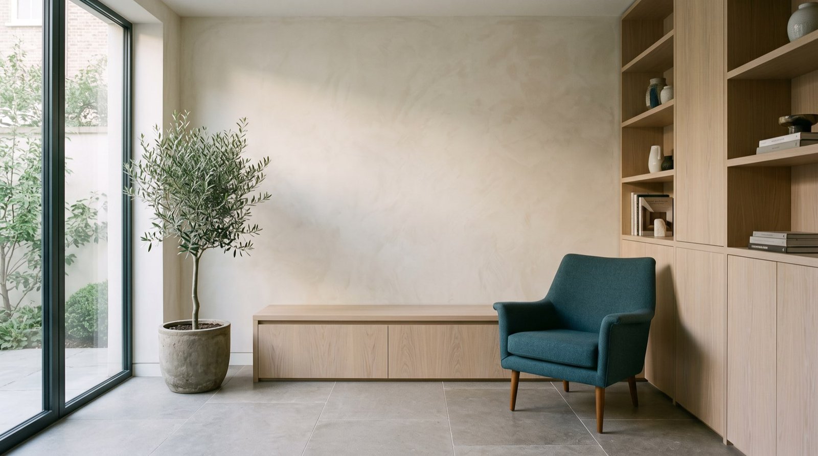 A calm, well-appointed healthcare reception area.